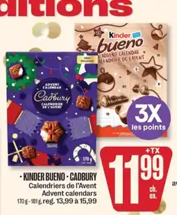 Jean Coutu KINDER BUENO, CADBURY Advent calendars offer