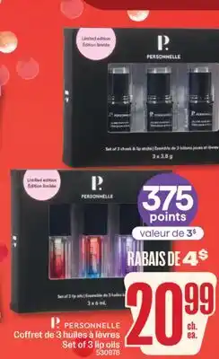 Jean Coutu P PERSONNELLE Set of 3 lip oils offer