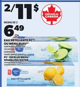 Provigo PC OR BLUE MENU SPARKLING WATER, 12X355 ML offer