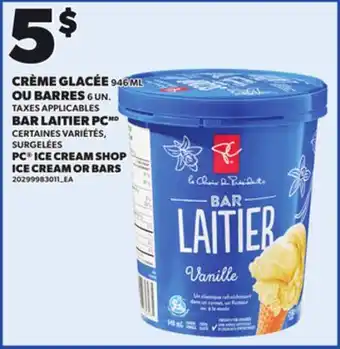 Provigo PC ICE CREAM SHOP ICE CREAM, 946 ML OR BARS, 6 UN offer