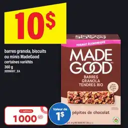 Maxi BARRES GRANOLA, BISCUITS OU MINIS MADEGOOD, 360g offer