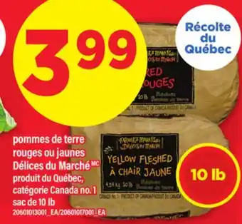 Maxi POMMES DE TERRE ROUGES OU JAUNES DÉLICES DU MARCHÉ, SAC DE 10 LB offer