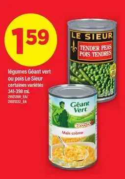 Maxi LÉGUMES GÉANT VERT OU POIS LE SIEUR, 341-398 ML offer