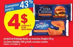 Maxi PRODUIT DE FROMAGE FONDU EN TRANCHES SINGLES, 410 G OU EXTRA CHEDDAR, 390 G KRAFT offer