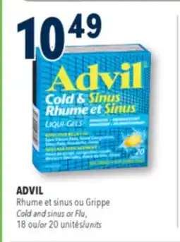 Familiprix Advil Liqui-Gels Cold & Sinus analgesic and decongestant non-drowsy capsules offer