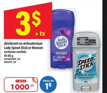 Maxi DÉODORANT OU ANTISUDORIQUE | Lady Speed Stick or Mennen, 45-85 g offer