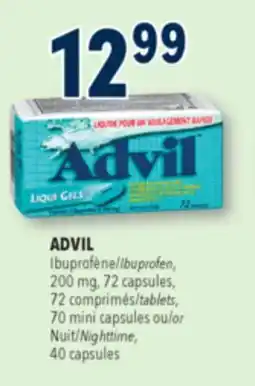 Familiprix ADVIL, Ibuprofen, 200 mg, 72 capsules, 72 tablets, 70 mini capsules or Nighttime, 40 capsules offer