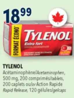 Familiprix Tylenol value pack extra strength 500mg acetaminophen easy to swallow tablets 200un offer