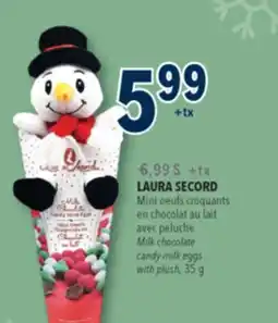 Familiprix LAURA SECORD, Milk chocolate candy milk eggs with plush, 35 g offer