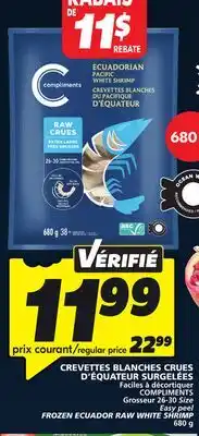 IGA COMPLIMENTS FROZEN ECUADOR RAW WHITE SHRIMP offer