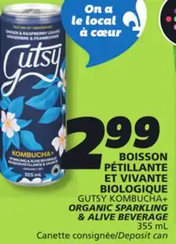 IGA GUTSY KOMBUCHA+ ORGANIC SPARKLING & ALIVE BEVERAGE offer