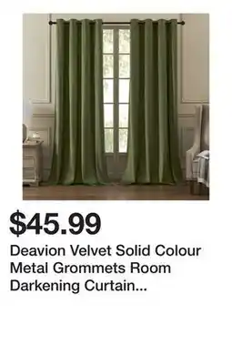 Wayfair Deavion Velvet Solid Colour Metal Grommets Room Darkening Curtain Panels (Set of 2) offer