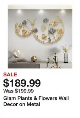 Wayfair Glam Plants & Flowers Wall Decor on Metal offer
