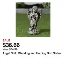 Wayfair Angel Child Standing and Holding Bird Statue offer