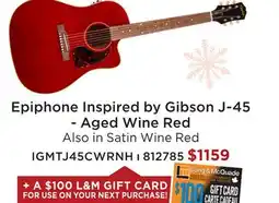 Long & McQuade EPIPHONE INSPIRED BY GIBSON J-45 - AGED WINE RED offer