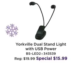 Long & McQuade YORKVILLE DUAL STAND LIGHT WITH USB POWER offer