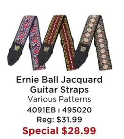 Long & McQuade ERNIE BALL JACQUARD GUITAR STRAPS offer