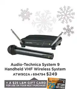 Long & McQuade AUDIO-TECHNICA SYSTEM 9 HANDHELD VHF WIRELESS SYSTEM offer