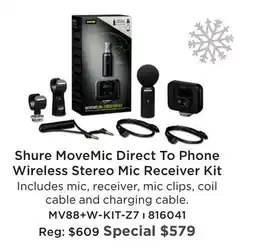 Long & McQuade SHURE MOVEMIC DIRECT TO PHONE WIRELESS STEREO MIC RECEIVER KIT offer