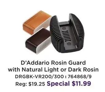 Long & McQuade D'ADDARIO ROSIN GUARD WITH NATURAL LIGHT OR DARK ROSIN offer