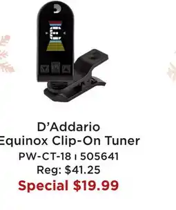 Long & McQuade D'ADDARIO EQUINOX CLIP-ON TUNER-CT offer