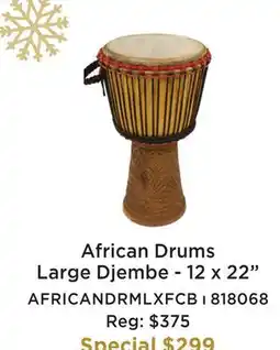 Long & McQuade AFRICAN DRUMS LARGE DJEMBE - 12 X 22 offer