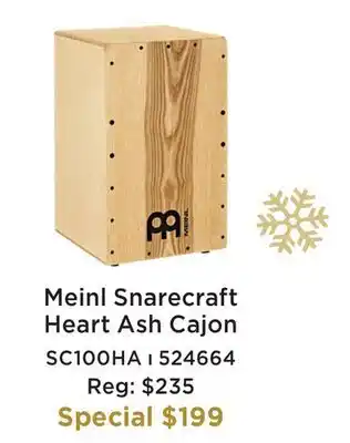Long & McQuade MEINL SNARECRAFT HEART ASH CAJON offer