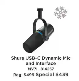 Long & McQuade SHURE USB-C DYNAMIC MIC AND INTERFACE offer