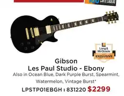 Long & McQuade GIBSON LES PAUL STUDIO-EBONY offer