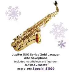 Long & McQuade JUPITER 500 SERIES GOLD LACQUER ALTO SAXOPHONE offer