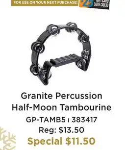 Long & McQuade GRANITE PERCUSSION HALF-MOON TAMBOURINE offer