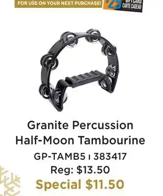 Long & McQuade GRANITE PERCUSSION HALF-MOON TAMBOURINE offer