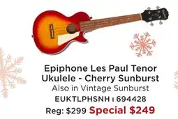 Long & McQuade EPIPHONE LES PAUL TENOR UKULELE - CHERRY SUNBURST offer