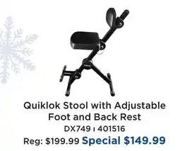Long & McQuade QUIKLOK STOOL WITH ADJUSTABLE FOOT AND BACK REST offer