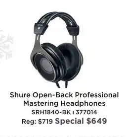 Long & McQuade SHURE OPEN-BACK PROFESSIONAL MASTERING HEADPHONES offer