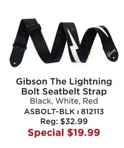 Long & McQuade GIBSON THE LIGHTNING BOLT SEATBELT STRAP offer