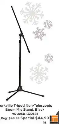 Long & McQuade YORKVILLE TRIPOD NON-TELESCOPIC BOOM MIC STAND, BLACK offer