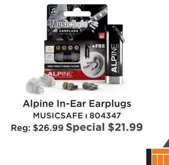 Long & McQuade ALPINE IN-EAR EARPLUGS offer
