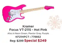 Long & McQuade KRAMER FOCUS VT-211S - HOT PINK offer