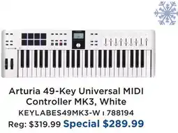 Long & McQuade ARTURIA 49-KEY UNIVERSAL MIDI CONTROLLER MK3, WHITE offer