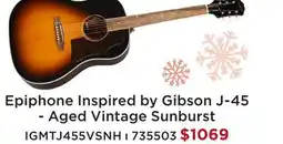 Long & McQuade EPIPHONE INSPIRED BY GIBSON J-45 - AGED VINTAGE SUNBURST offer