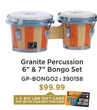 Long & McQuade GRANITE PERCUSSION 6 & 7 BONGO SET offer