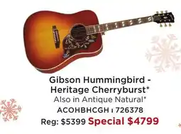 Long & McQuade GIBSON HUMMINGBIRD - HERITAGE CHERRYBURST offer