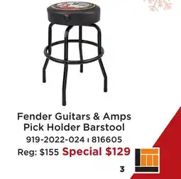 Long & McQuade FENDER GUITARS & AMPS PICK HOLDER BARSTOOL offer