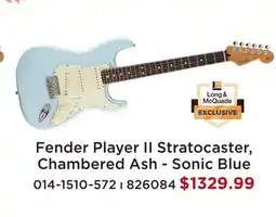 Long & McQuade FENDER PLAYER II STRATOCASTER, CHAMBERED ASH - SONIC BLUE offer