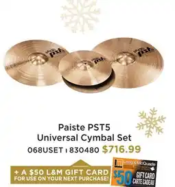 Long & McQuade PAISTE PST5 UNIVERSAL CYMBAL SET offer