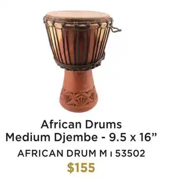 Long & McQuade AFRICAN DRUMS MEDIUM DJEMBE - 9.5 X 16 offer