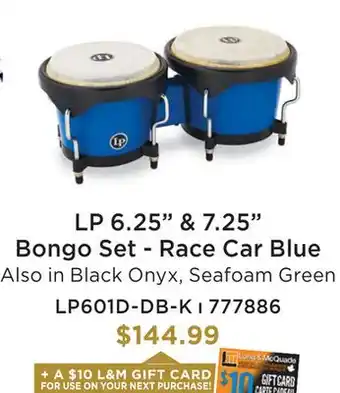 Long & McQuade LP 6.25 & 7.25 BONGO SET - RACE CAR BLUE offer