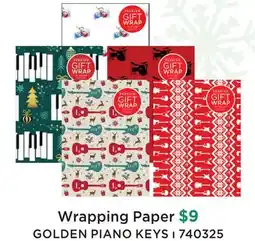 Long & McQuade WRAPPING PAPER GOLDEN PIANO KEYS offer