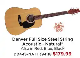 Long & McQuade DENVER FULL SIZE STEEL STRING ACOUSTIC-NATURAL offer
